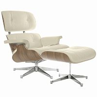 кресло eames style lounge chair & ottoman кремовое в Ульяновске