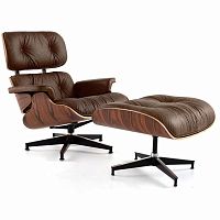 кресло eames style lounge chair & ottoman premium коричневое в Ульяновске