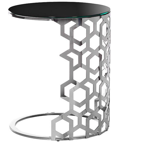 стол приставной silver circle 50x50х60 черный, серебро в Ульяновске
