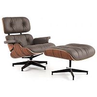 кресло eames style lounge chair кожа коричневое в Ульяновске