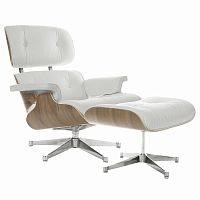 кресло eames style lounge chair & ottoman белое в Ульяновске