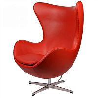 кресло arne jacobsen style egg chair кожа красное в Ульяновске