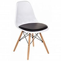 стул деревянный pc-011 белый / черный (eames style) в Ульяновске