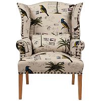 кресло мягкое с ушами quinn tufted armchair бежевое с рисунком в Ульяновске